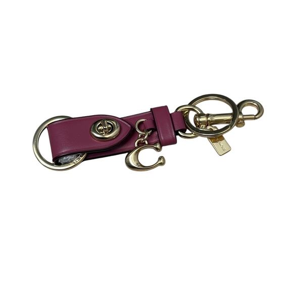 Coach Trigger Snap Bag Charm Refined Leather Key Chain FOB Light Raspberry - Picture 3 of 9